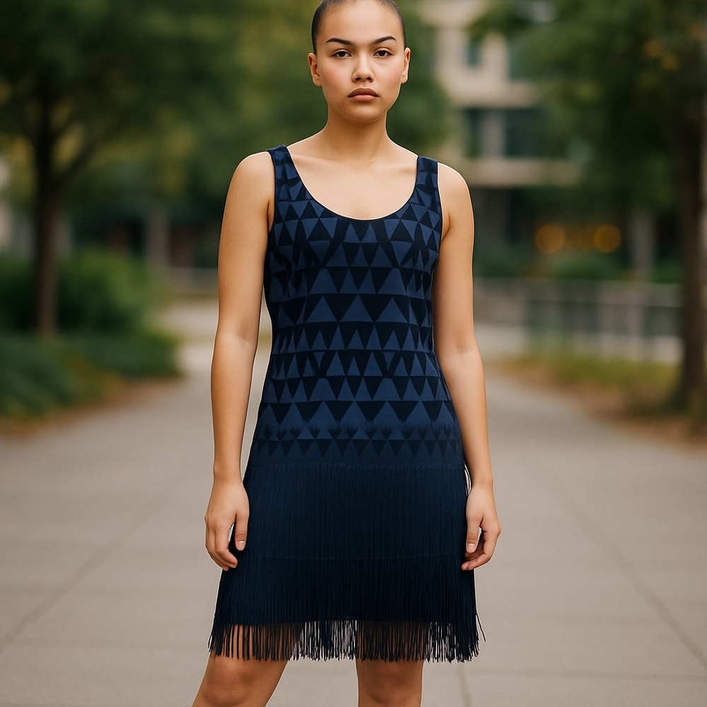 Muse Black Fringe Elegant Flapper Girl Dress